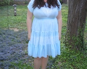 60s plus size square dance dress / 1960s xxl lace dress