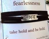 READY TO SHIP Sanskrit Imitation Leather Wrap Bracelets Abhaya Fearlessness