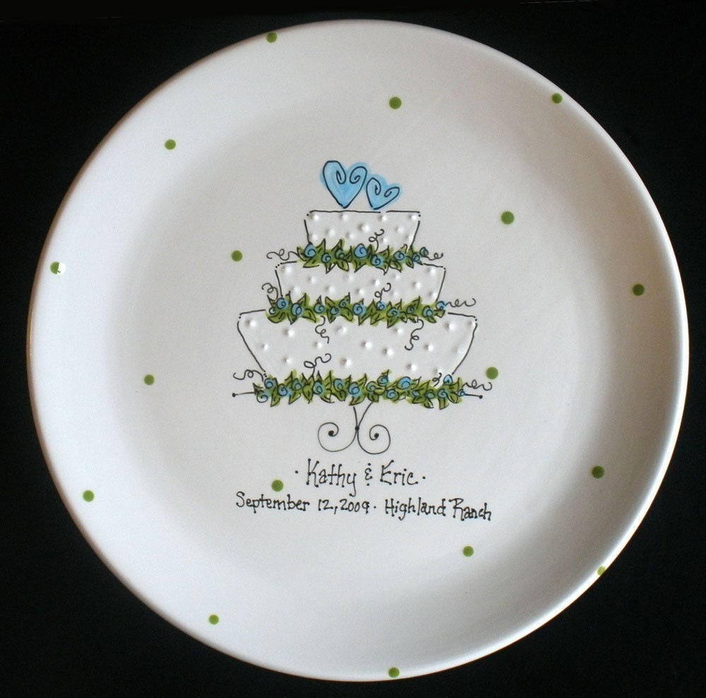 Personalized Wedding Plate - Hand Painted Ceramic Wedding Plate