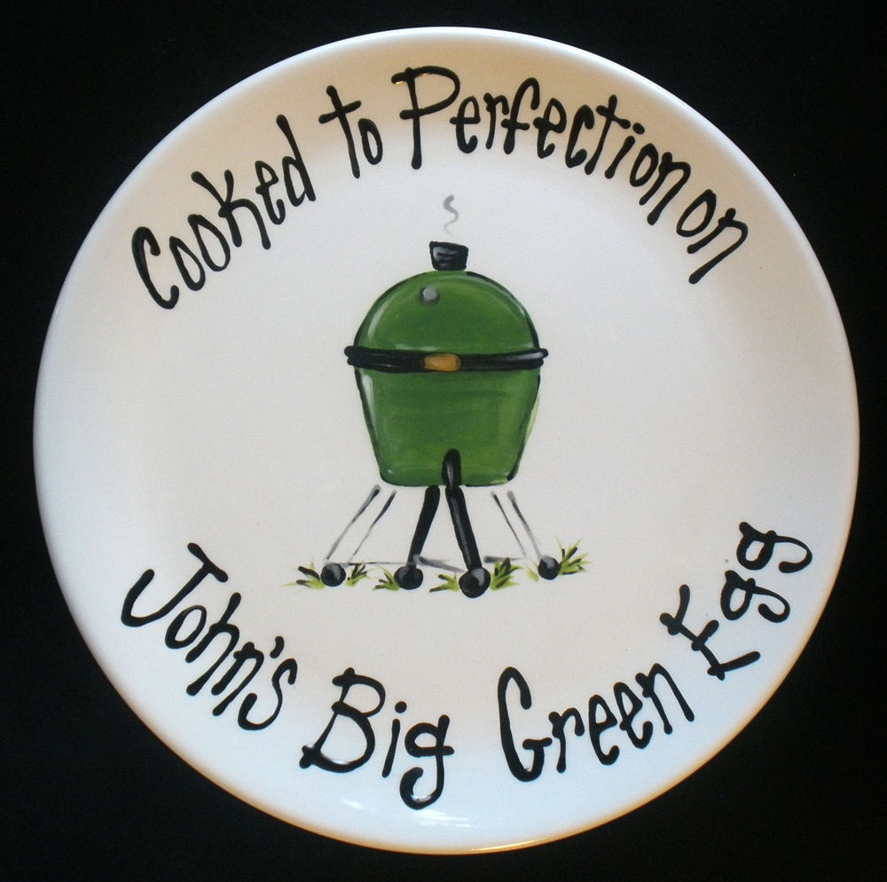 EXTRA LARGE 14" Personalized BBQ Plate - - Hand Painted Ceramic Grill Plate - Great Father's Day Gift