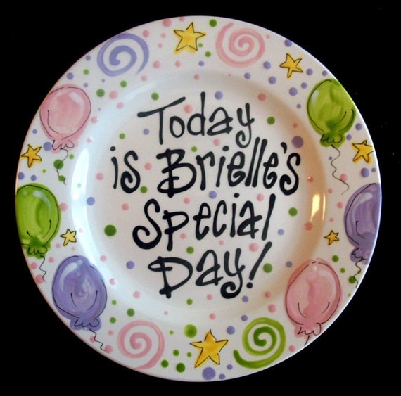 Hand Painted Pastel Birthday or Special Day Plate