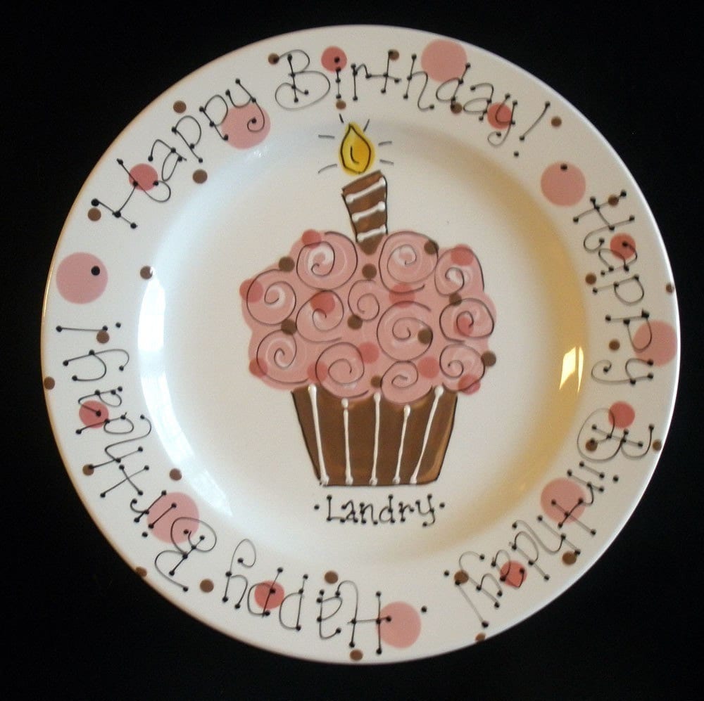 Personalized Birthday Plate Hand Painted by cutiepatooties1