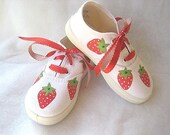 Shoes Red Strawberry Hand Painted Girl's Canvas Toddler Infant Baby Sneakers