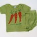 Baby Girls Shirt, Carrots,Top with Diaper Cover, Size 3 Month, Hand Dyed, Hand Painted