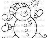 Digital Stamp Image Snowman Baby Mittens Heart Stars Christmas Cardmaking Scrapbooking