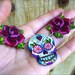 sugar skull and rose tattoo necklace day of the dead (dia de los muertos calavera)
