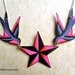 Sparrow star nautical necklace tattoo inspired hot bright pink and grey sparrows holding nautical star necklace