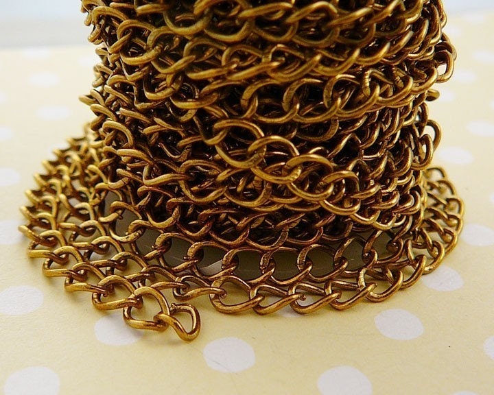 Antiqued Brass Chain, Cable, 5 ft. 4x6mm