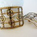 RESERVED .. Vintage .. SINGLE Antique Shoe Buckle, France, Brass Swirls over Grid,
