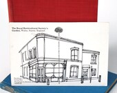 Drawing on Up-cycled Postcard, featuring the Shop on the Corner