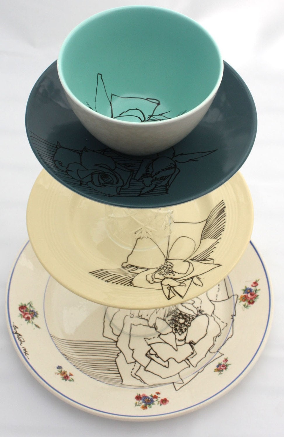 Illustrated Cake Stand, 3 Tier, English Rose SALE