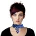 Royal Blue Crocheted Beaded Choker with Heart Pendant