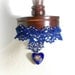 Royal Blue Crocheted Beaded Choker with Heart Pendant