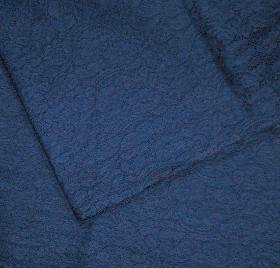 Vintage Midnight Blue Cotton Lace Fabric 1960s By Vintagous 8934