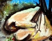 Hiking in Red Rock Canyon, Nevada - 8 X10 Reproduction of Pastel