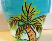 A Day at the Beach - 6" Original Hand Painted Flower Pot