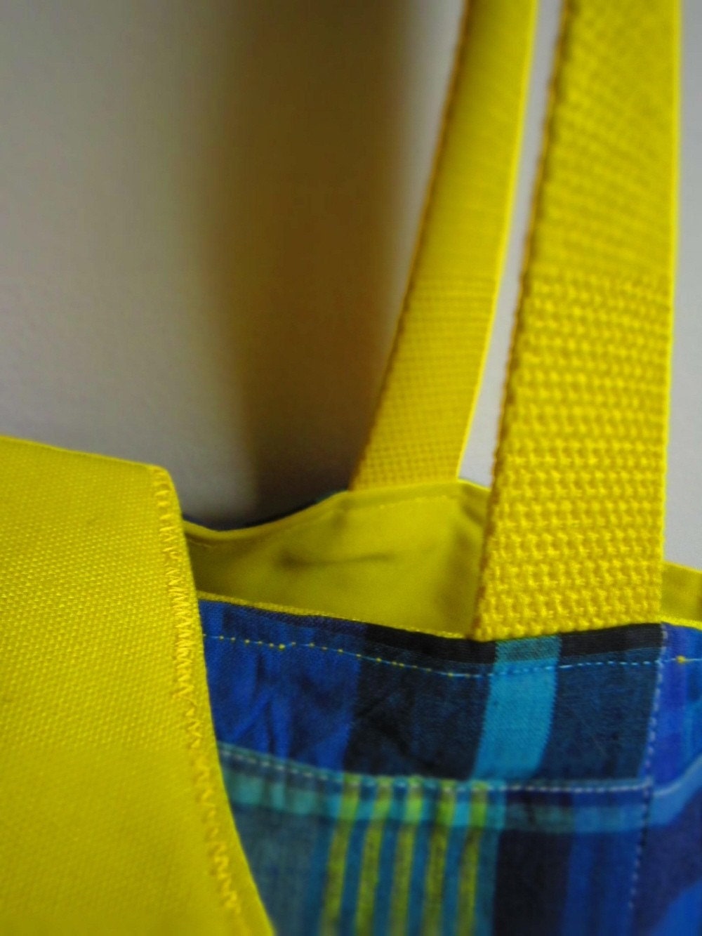 15% off- use code SAILAWAY15 - Turquoise and blue madras print tote