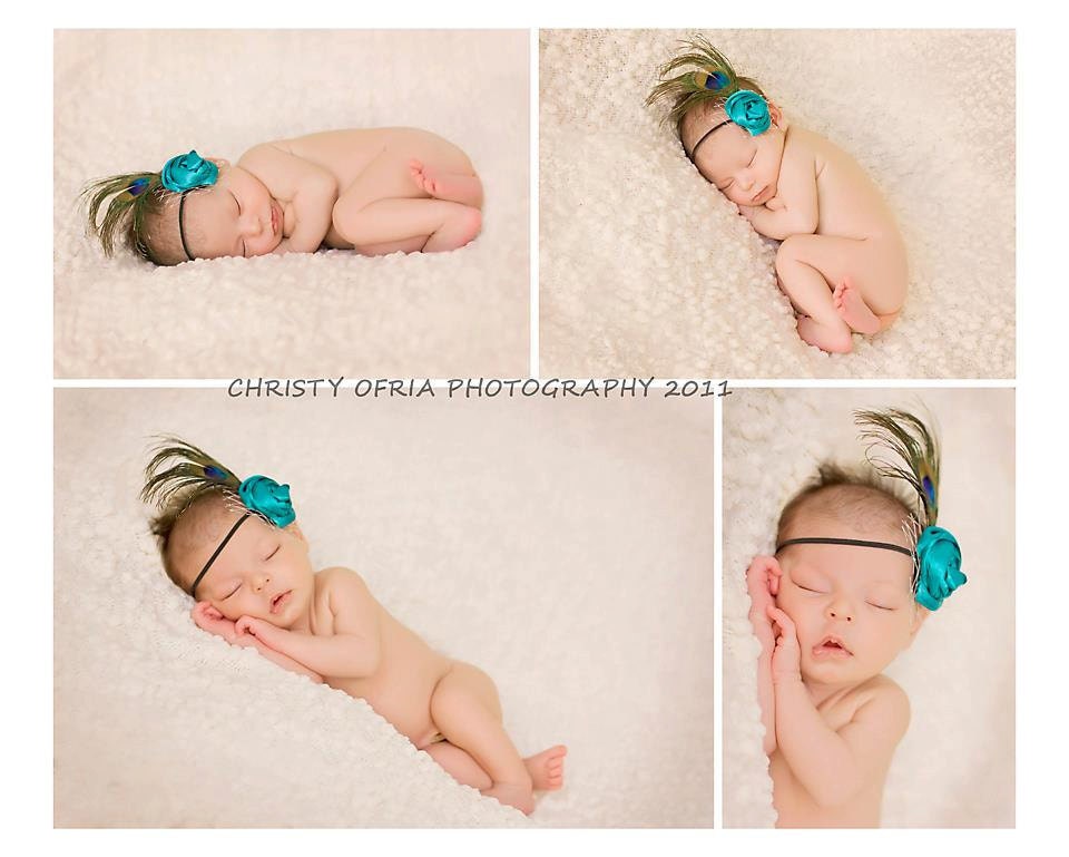 Teal Satin Ribbon Rosette headband with Peacock Feather and French Netting-Newborn to adult sizes-Made to order