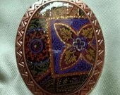 Aztec 30x40mm design Copper Pendant .