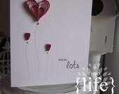 red quilled hearts card - love you lots