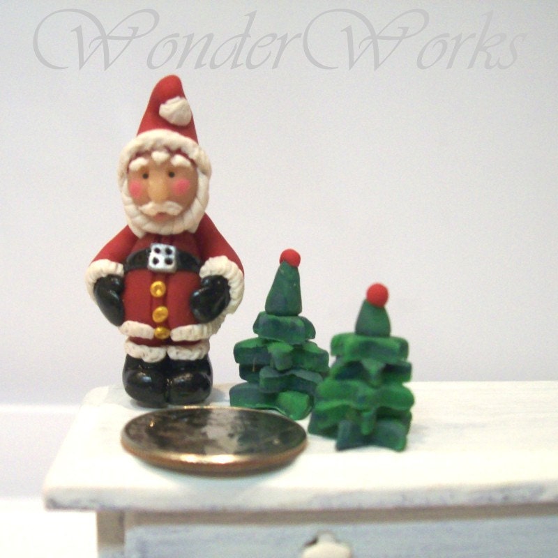 Silly Sad Santa - Handmade 1 Inch OOAK Art Doll Fun Figurine - Christmas in July