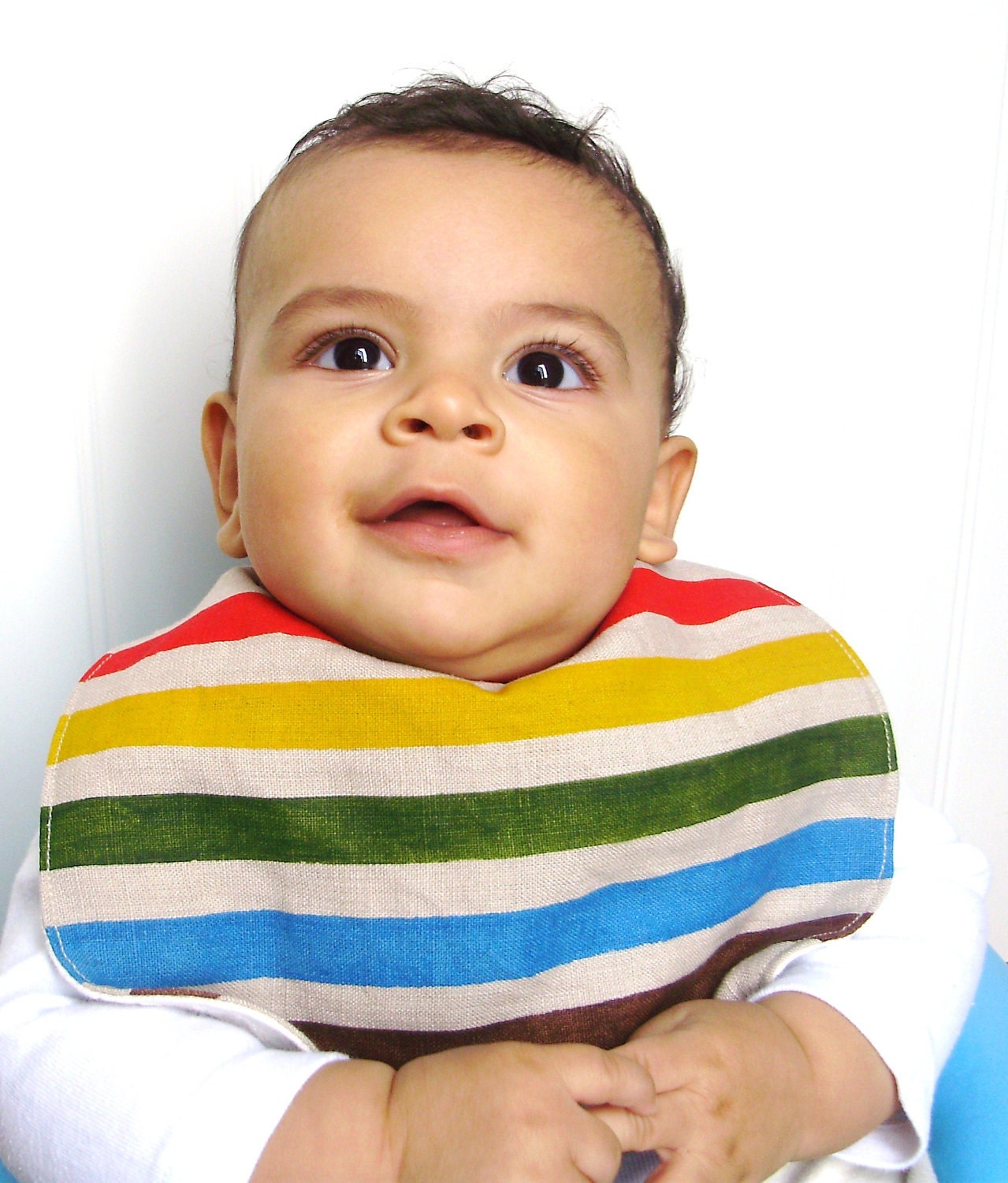 Hand Painted Reversible Linen Baby Bib