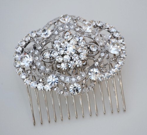 Best Seller Art Deco Inspired Filigree Crystal  Rhinestone Haircomb