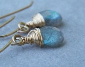 Blue Labradorite Earrings Gold, Faceted Labradorite Earrings, Labradorite Drop Earrings