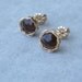 Smoky Quartz Earrings, Crochet Wire Earrings, Crochet Gold Earrings, Gemstone Post Earrings