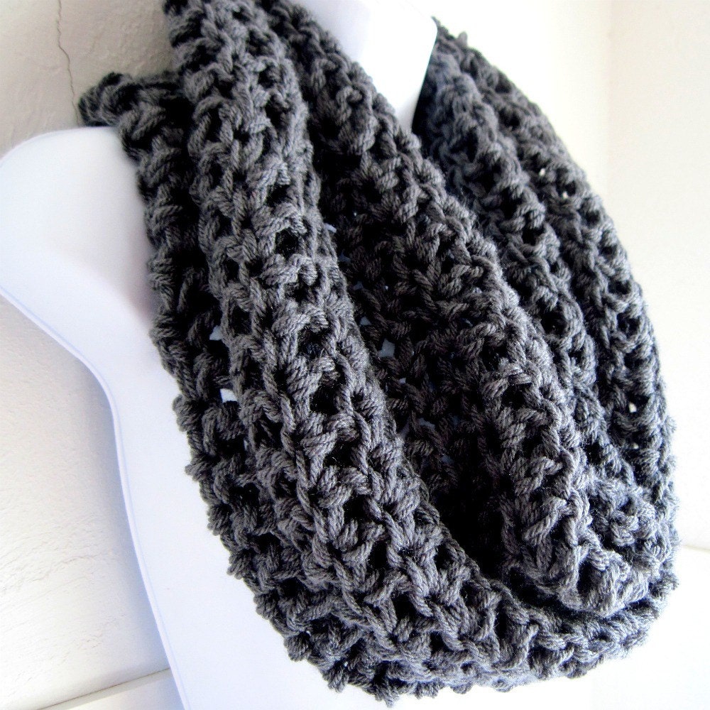 Charcoal Gray Infinity Grey Cowl Extra Large Chunky Infinity Scarf "BOGO"  "Buy one get one 50% off lowest price"