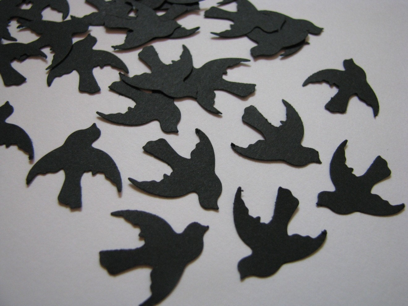 LARGE PACK flying black bird cutouts