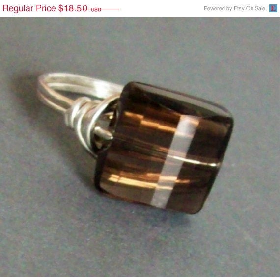 RESERVED FOR ROSIE - Smoky Quartz Cocktail Ring - Wire Wrapped - Custom Sized By Ms Rose