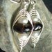 Argentium Sterling Silver - Herringbone Weave Earrings - Smoky Quartz and Pearl