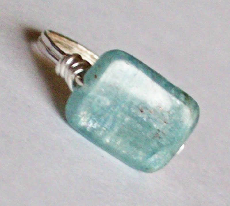 Light Blue Kyanite Ring- Custom Sizes - Silver Schiller - Wire Wrapped Ring