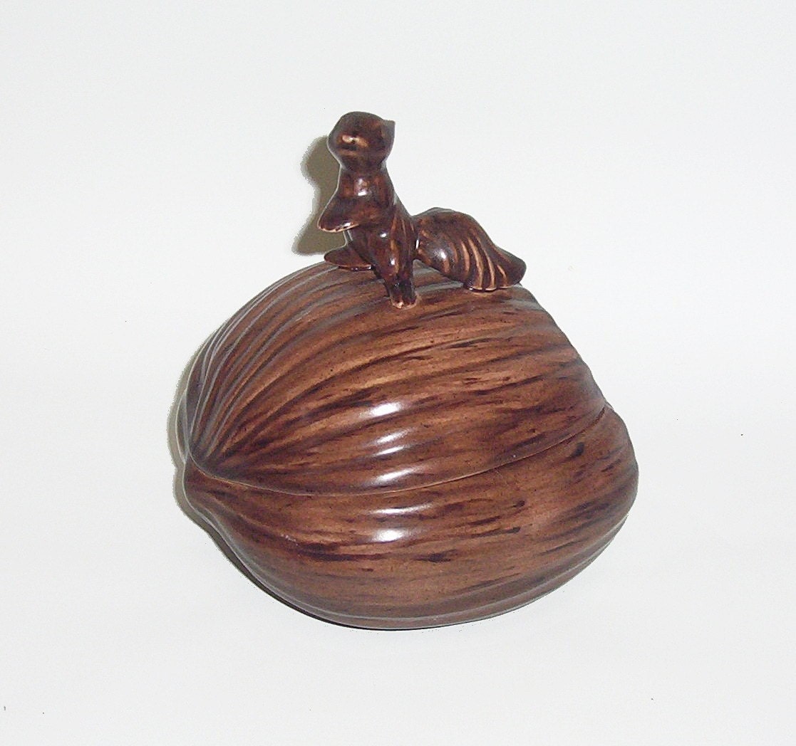 Vintage Ceramic Squirrel Nut Serving Dish Bowl by RetroClassics