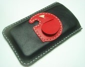 Laura the Elephant iPhone Leather Case ( Black / Red )