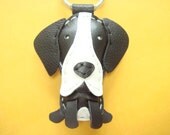 Kiba the Great Dane leather keychain ( Black )