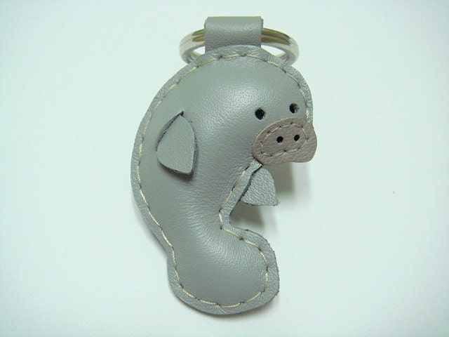 Layla the Manatee leather charm ( Grey )