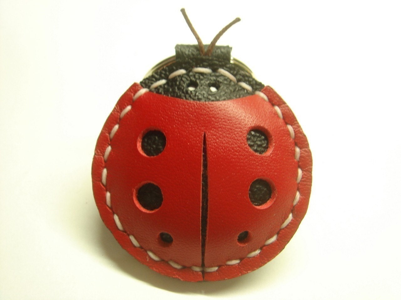 Penny the LadyBug Leather Keychain ( Red )