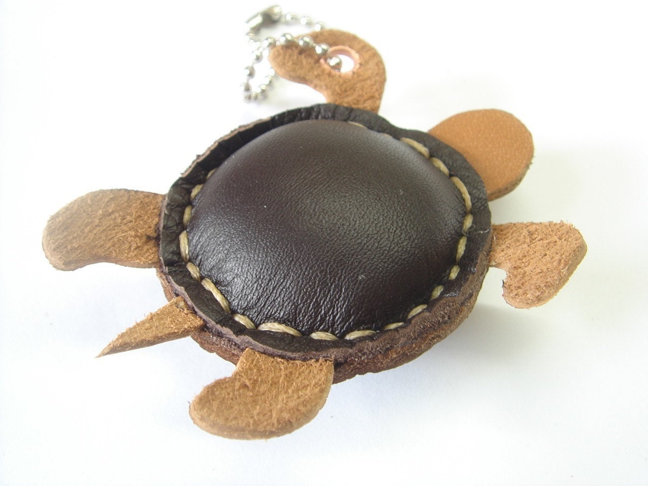 Winny the Turtle Thick Leather Charm ( Brown )