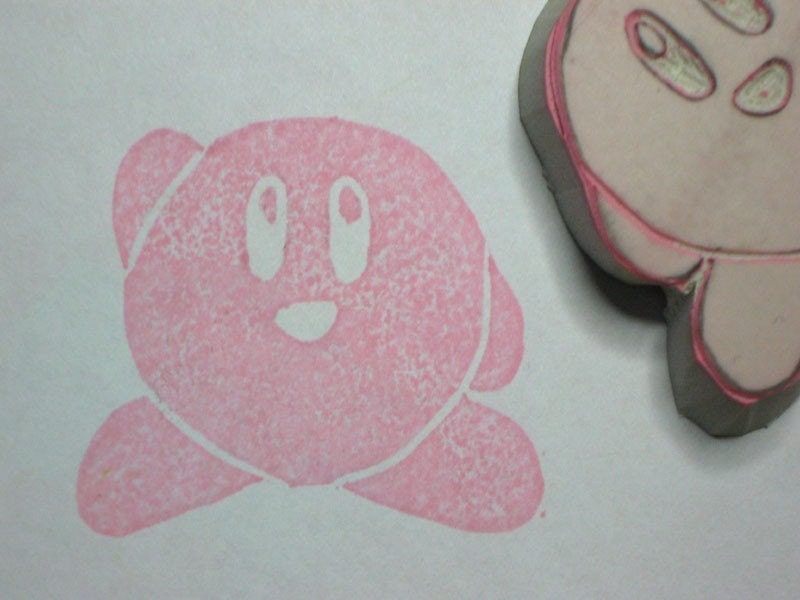 Kirby - handcarved rubber stamp