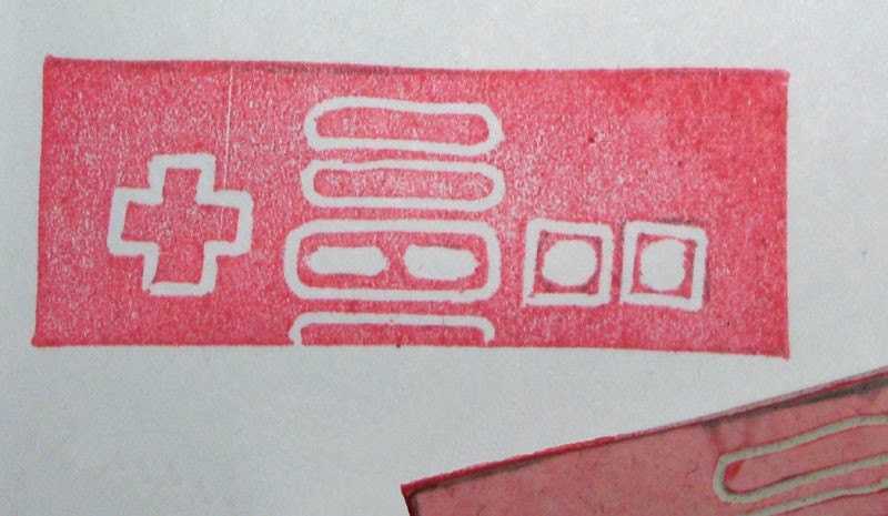 Nintendo Controller - handcarved rubber stamp