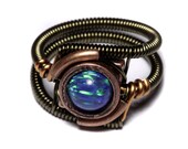 Steampunk Jewelry - Ring - Turquoise LAB created OPAL - SIZE 10