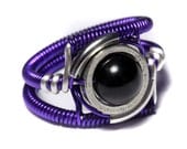 Cyberpunk Jewelry - RING - Purple with Onyx