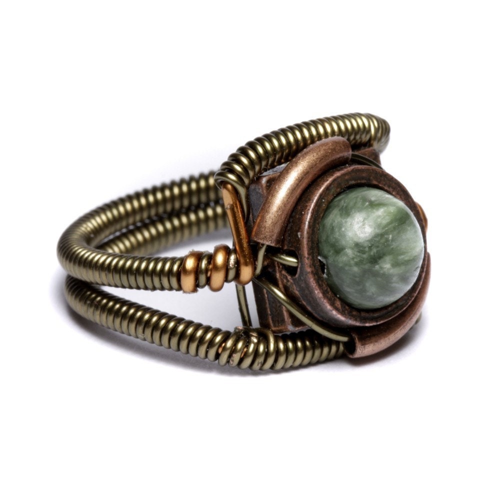 Steampunk Jewelry - RING - SERAPHINITE - Seen on Warehouse 13