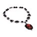 SteamGoth Jewelry - Necklace - Red and Black Skeleton Lady portrait Cameo