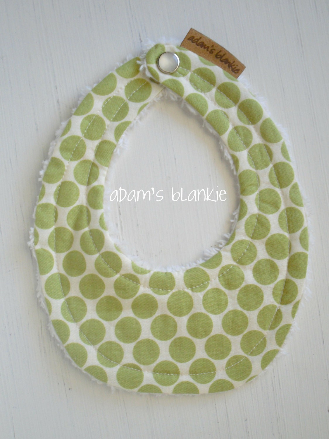 THE ORIGINAL Little Drooler Bib - Perfect for your Teething Baby or for a Baby that Spits Up - Lime Full Moon Dots OR Design Your Own