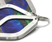 Peacock feather Necklace Silver plexi glass