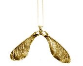 Maple Seed Necklace Gold Sycamore seed Japanese key