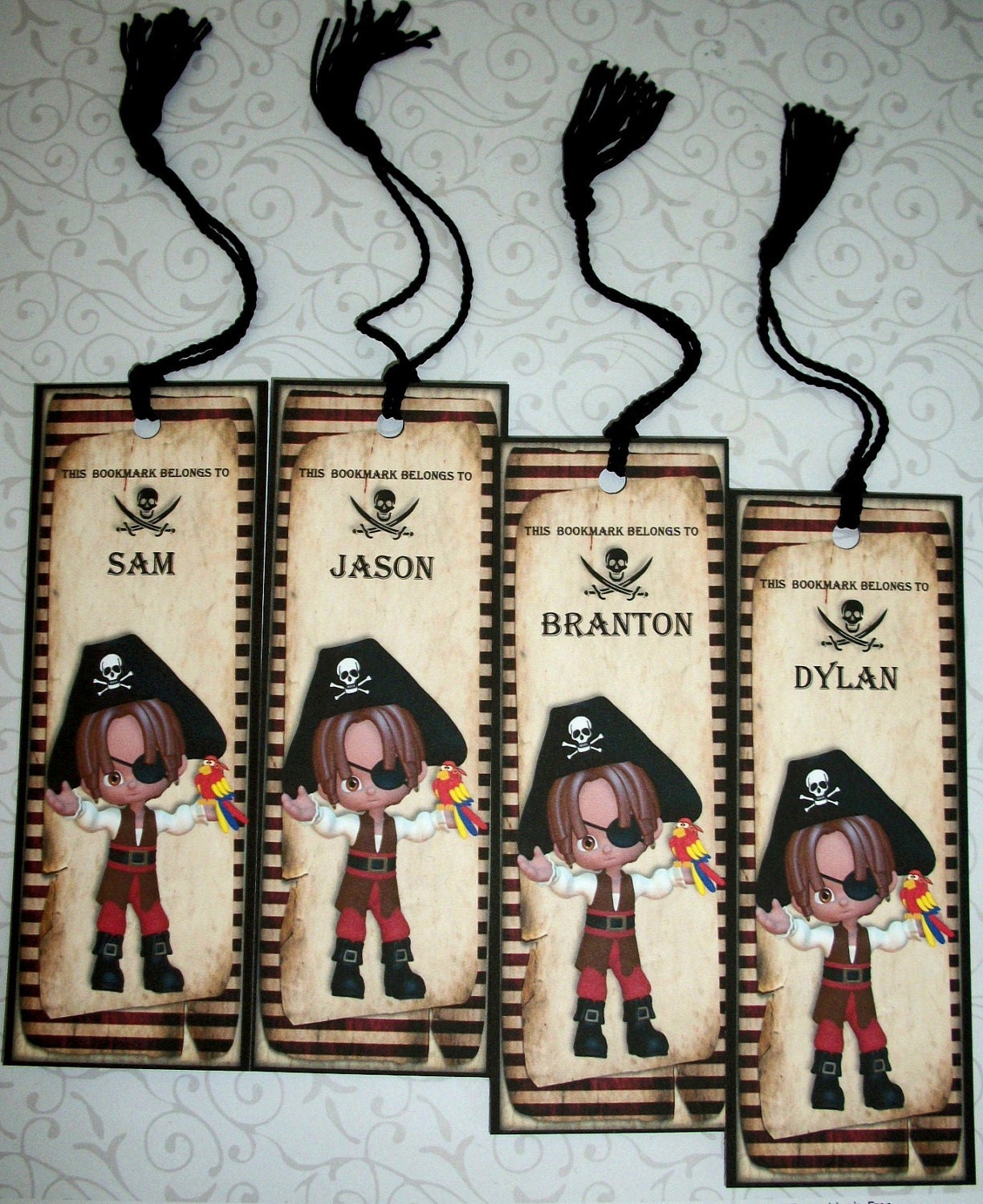 Items similar to PIRATE BOOKMARKS - Boy Birthday Party - Custom - Made ...